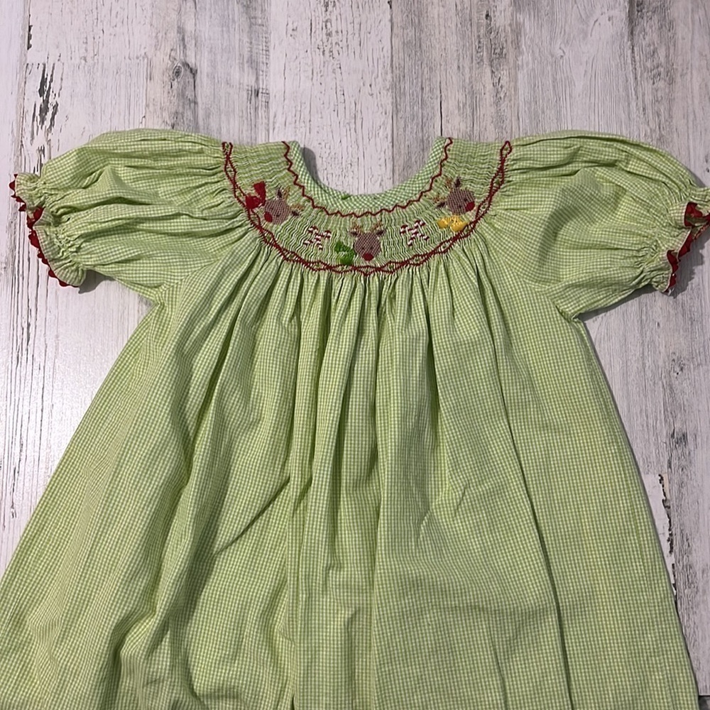 Sundae Afternoon Christmas Reindeer Smocked Dress Size 6 - Picture 3 of 10